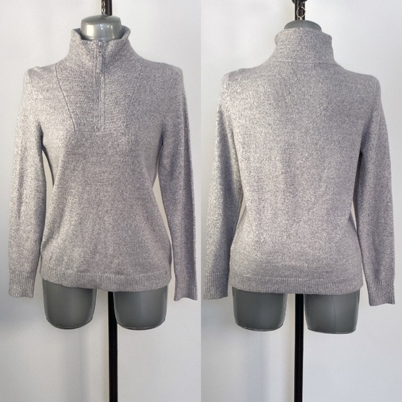 2/$25 Gray Slubby three-quarter zip formal office long sleeve sweater size small - Picture 1 of 10